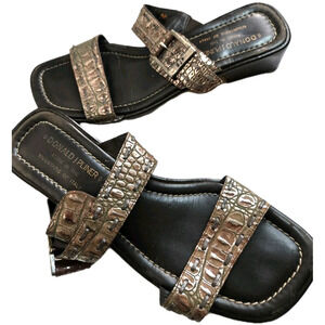 Donald J Pliner Ankara Metallic Silver Gator Sandals Womens - Size 7.5M